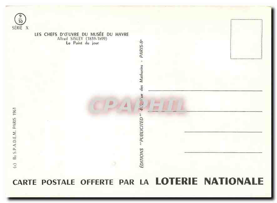 CPM Les Chefs d'Ceuvre du Musee du Havre Alfred Sisley Le Point du jour  — Verso