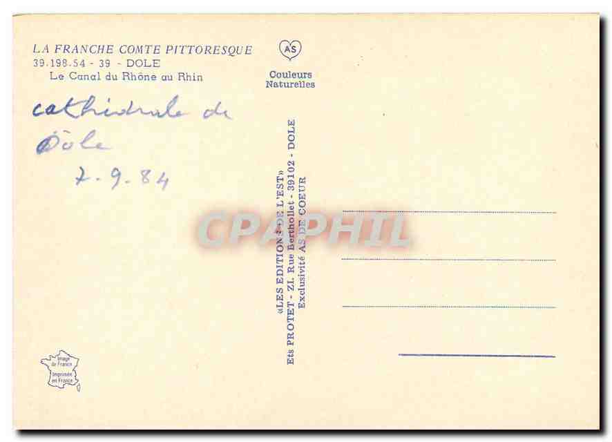 CPM Dole Le Canal du Rhone au Rhin  — Rückseite
