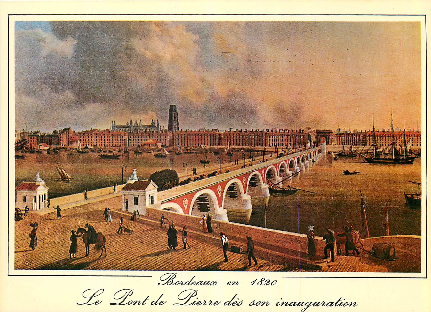 CPM Bordeaux Vieille Gravure Le Pont de Bordeaux dit Pont de Pierre 