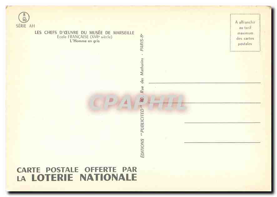 CPM Ecole Francaise L'Homme en gris  — Rückseite