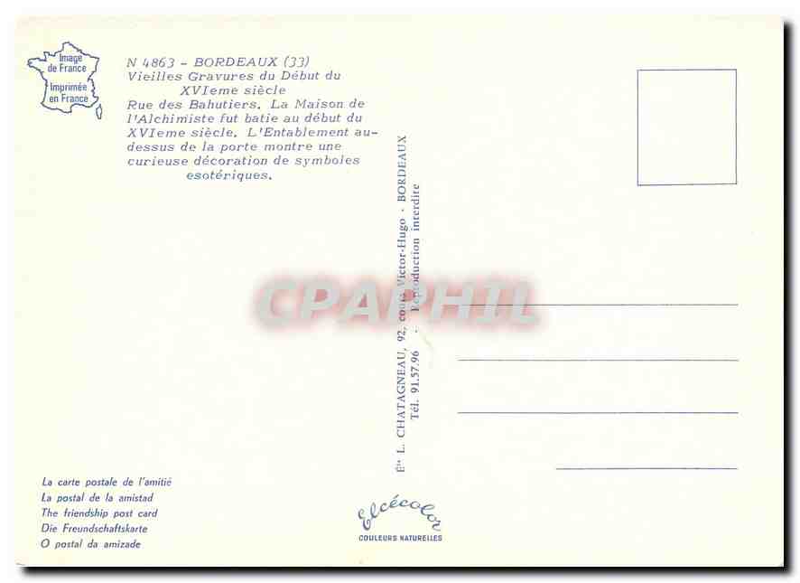 CPM Bordeaux Vieilles Gravures du Debut du XVIeme siecle  — Verso
