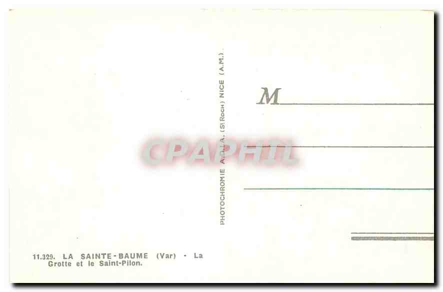 CPM La Sainte Baume Var La Grotte et le Saint Pilon  — Verso