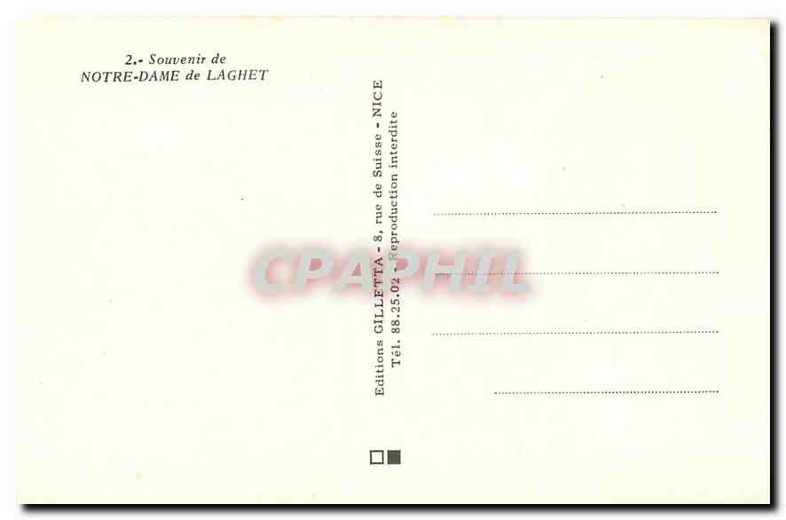 CPM Souvenir de Notre Dame de Laghet  — Verso