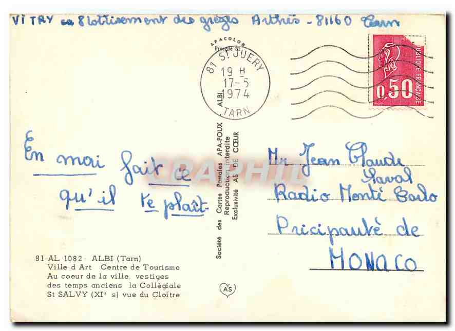 CPM Albi Tarn Ville d'Art Centre de Tourisme  — Rückseite