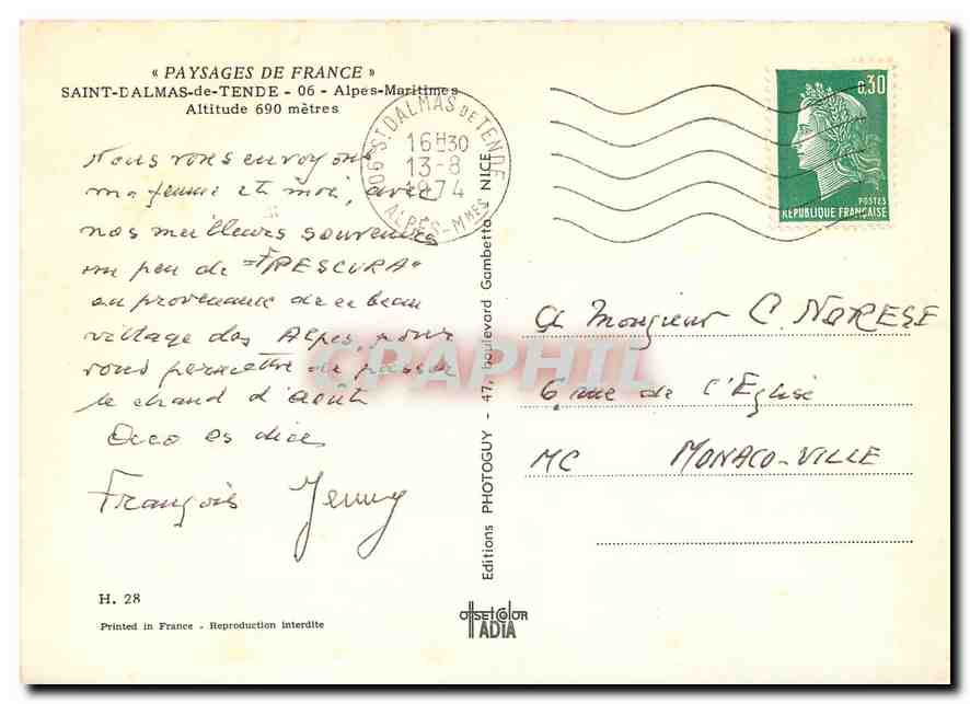 CPM Saint Dalmas de Tende Alpes Maritimes  — Verso