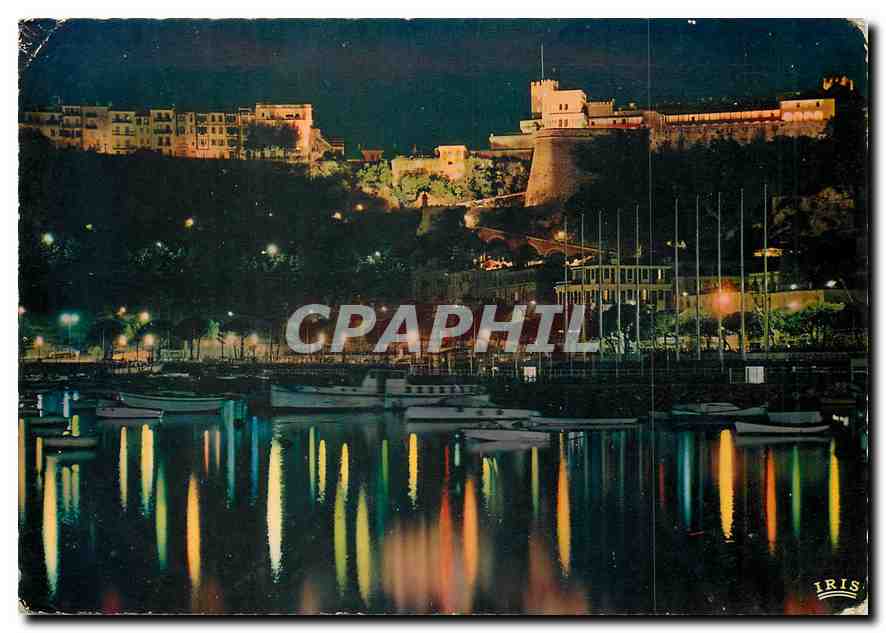 Monaco - Un coin du Port et le Palais du Prince illuminé — Éditions « La Côte d'Azur »