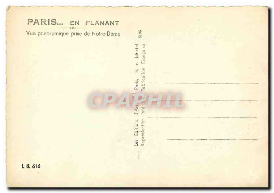 CPM Paris en Flannant Vue panoramique prise de Notre Dame  — Rückseite