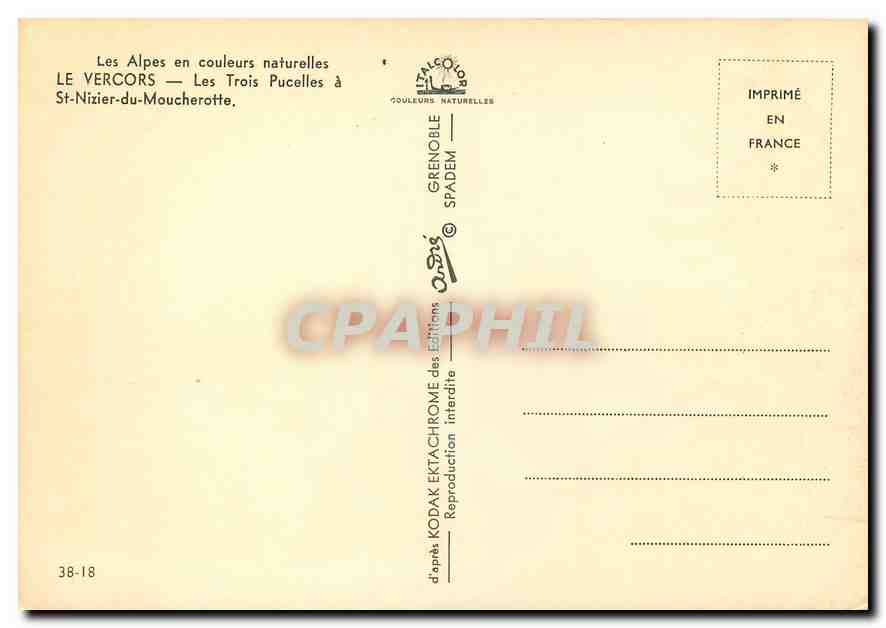 CPM Le Vercors Les Trois Pucelles a St Nizier de Moucherotte  — Verso