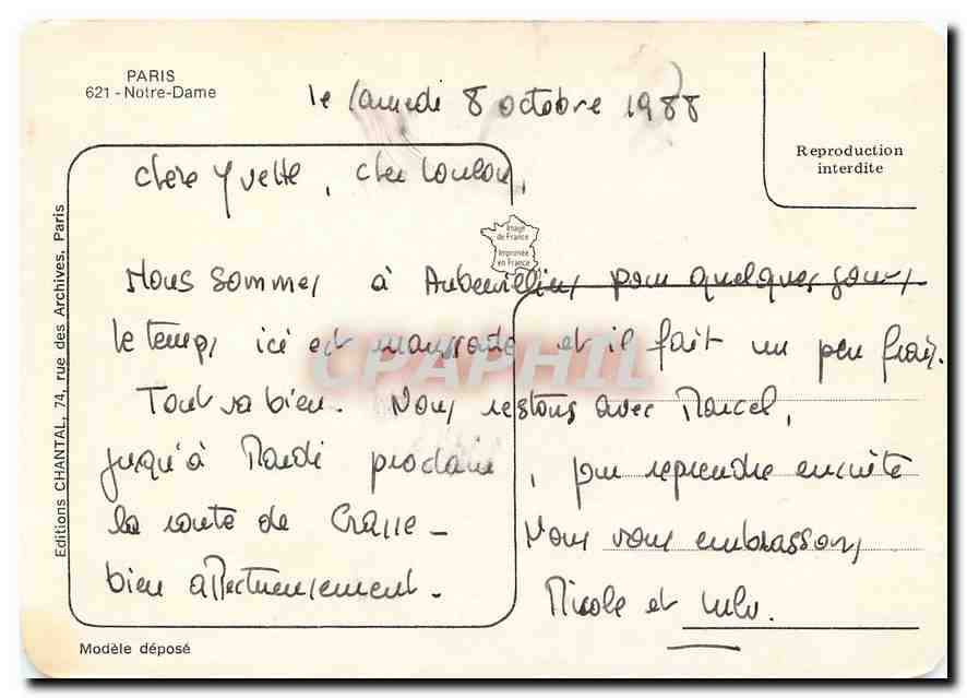 CPM Paris Notre Dame  — Rückseite