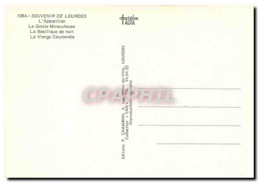 CPM Souvenir de Lourdes L'Apparition La Grotte Miraculeuse  — Verso