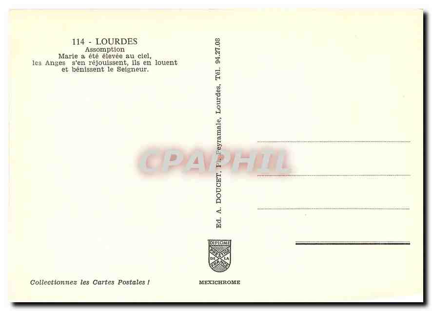 CPM Lourdes Assomption Maria a ete elevee au ciel  — Verso