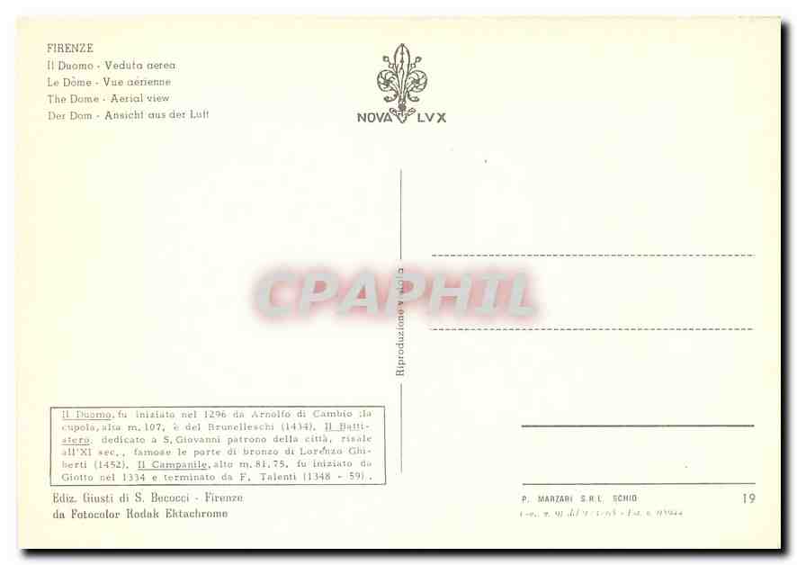 CPM Firenze Le Dome Vue aerienne  — Rückseite