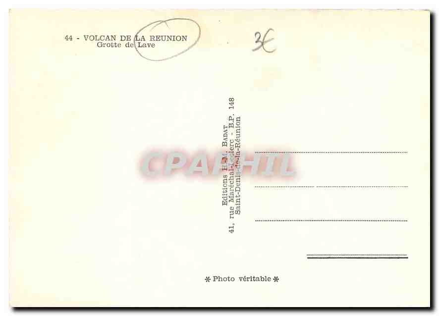 CPM Volcan de la Reunion Grotte de Lave  — Rückseite