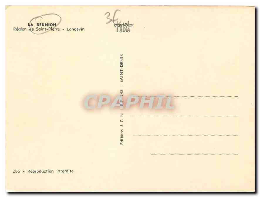 CPM La Reunion Region de Saint Pierre Langevin  — Rückseite
