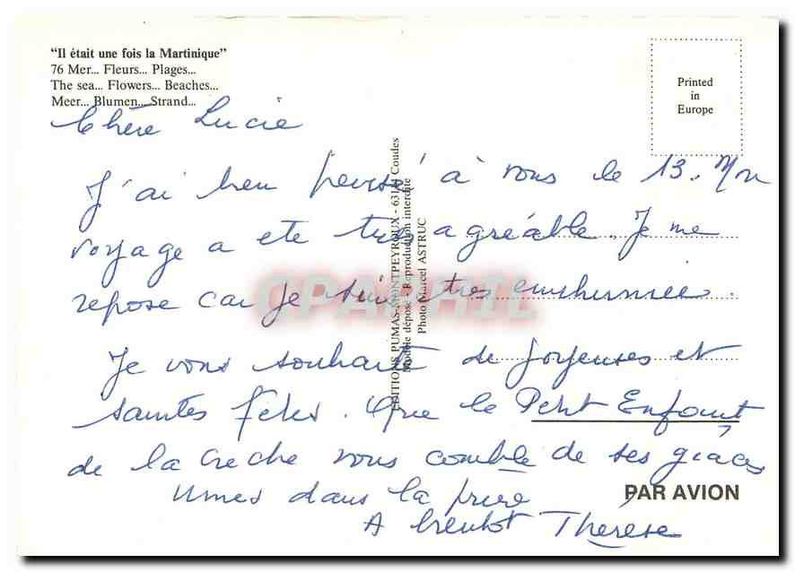 CPM Martinique Il etait une fois la Martinique  — Rückseite