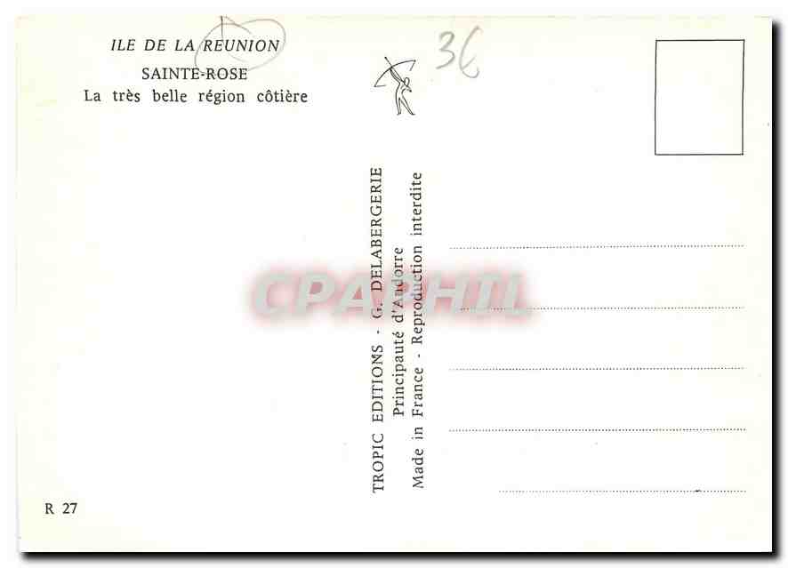 CPM Ile de la Reunion Sainte Rose La tres belle region cotiere  — Rückseite