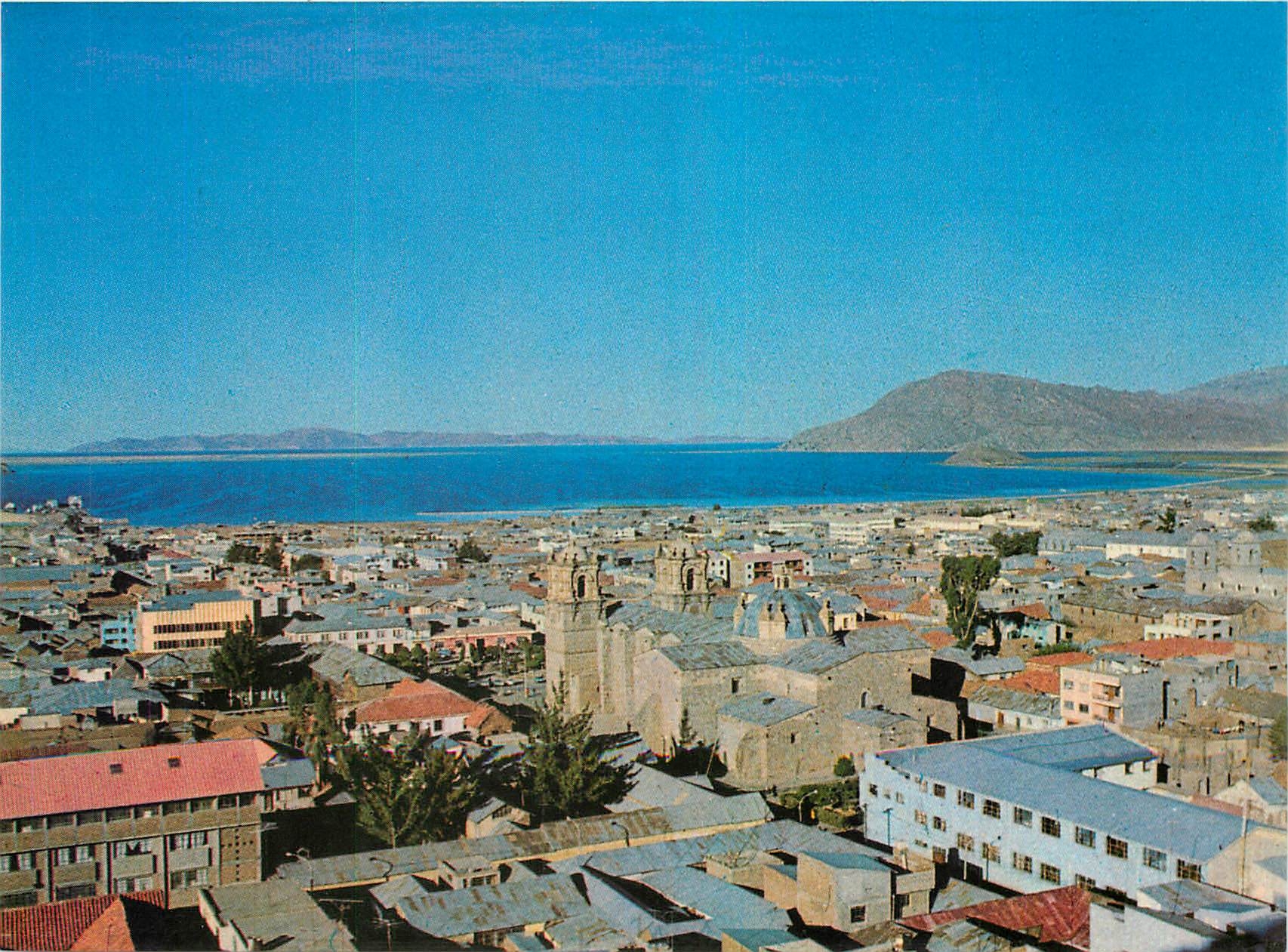 CPM Vista Panoramica de la Ciudad de Puno y Lago Titicaca Puno Peru 