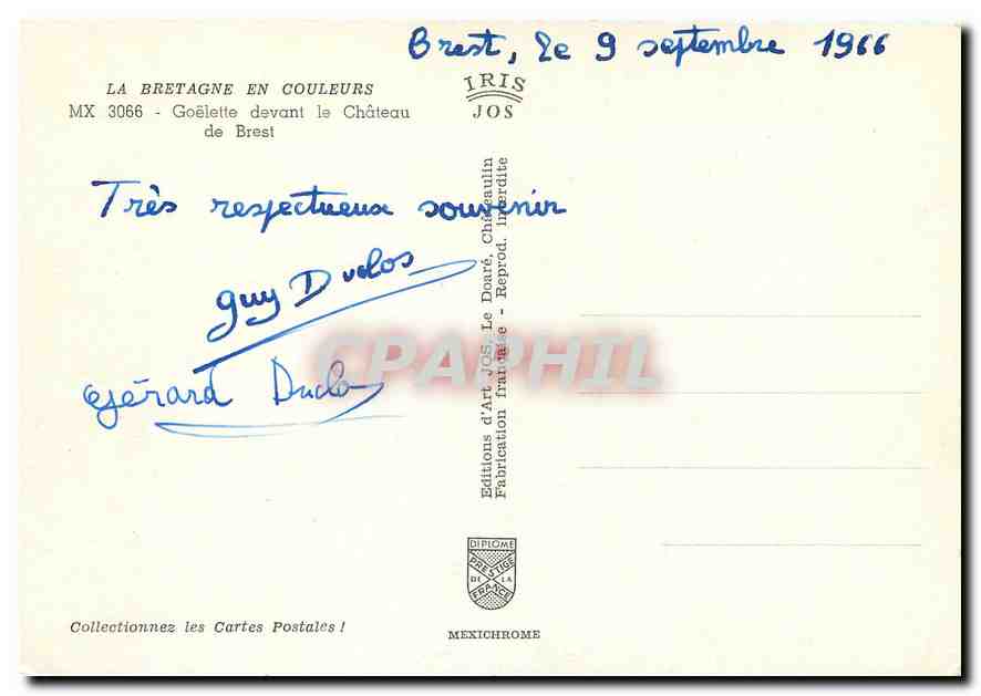 CPM La Bretagne en Couleurs Goelette devant le Chateau de Brest  — Rückseite