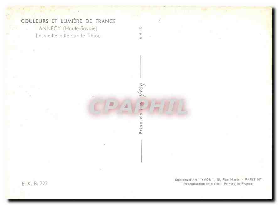 CPM Annecy Haute Savoie La vieille ville sur le Thou — Verso