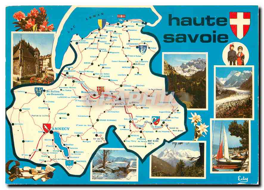 Haute-Savoie — carte postale touristique avec carte et photos — Édition EDY