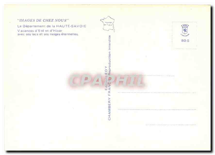 Haute-Savoie — carte postale touristique avec carte et photos — Édition EDY — Verso
