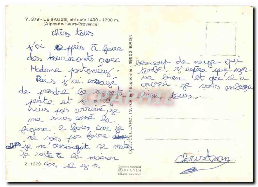 CPM Le Sauze Alpes de Haute Provence  — Rückseite