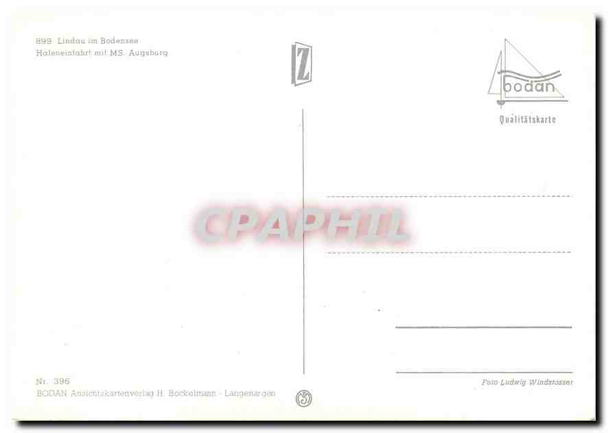 CPA Lindau im Bodensee Haloneintahrl mit MS Augsburg  — Rückseite