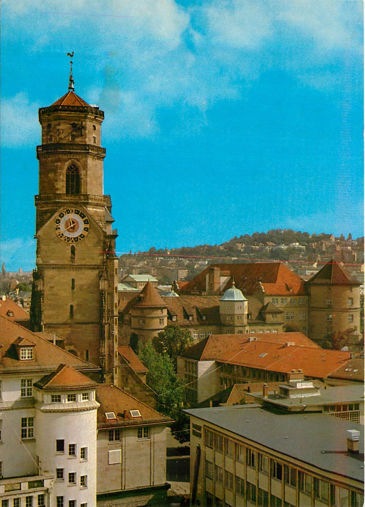 CPA Stuttgart Blick zur Stiftskircje und Altem Schlob 