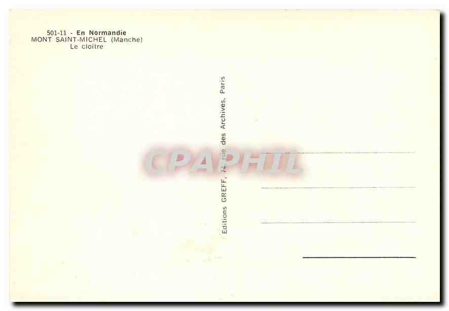 CPA En Normandie Mont Saint Michel Manche Le cloitre  — Verso