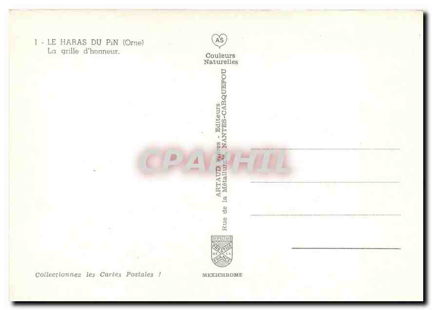 CPM Le Haras du Pin Orne La grille d'honneur  — Rückseite