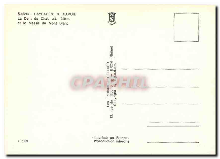 CPM La Dent du Chat et le Mont Blanc  — Verso