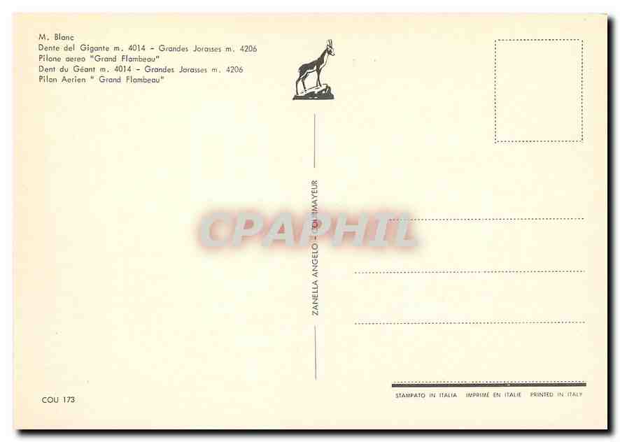 Mont Blanc — Souvenir du Mont Blanc — Zanella Angelo — Rückseite