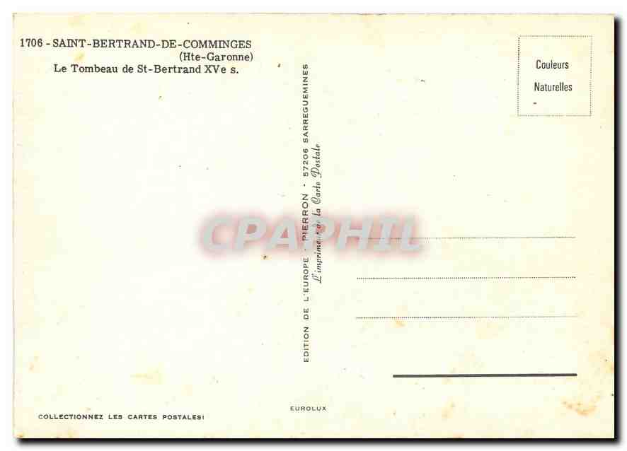 CPM Saint Bertrand de Comminges Hte Garonne Le Tombeau de St Bertrand  — Verso