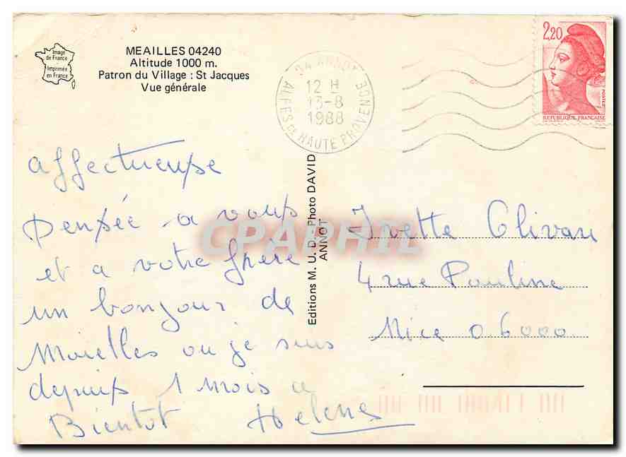 CPM Meailles Patron du Village St Jacques Vue generale  — Rückseite