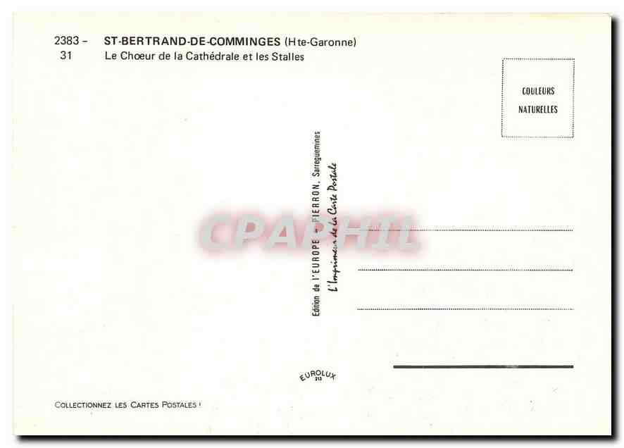 CPM St Bertrand de Comminges Hte Garonne Le Choeur de la Cathedrale et les Stalles  — Rückseite