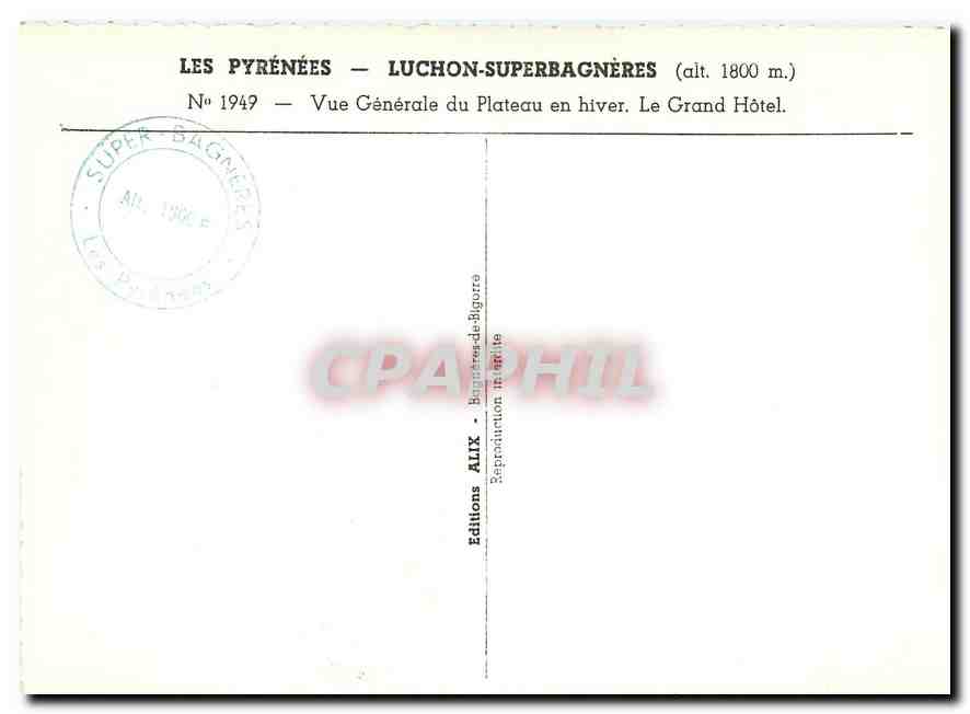 CPM Luchon Superbagneres Vue Generale du Plateau en hiver  — Rückseite