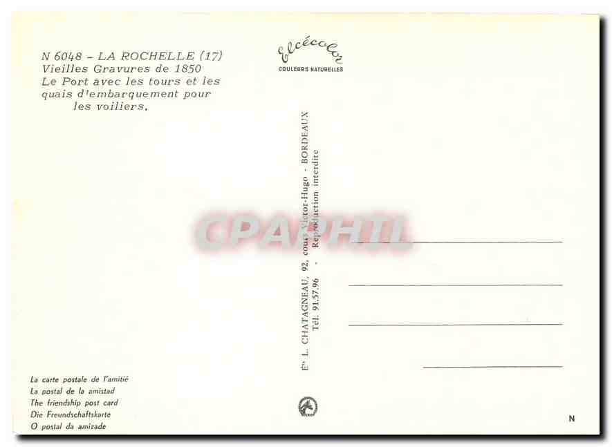 CPM La Rochelle Vieilles Gravures de 1850  — Verso