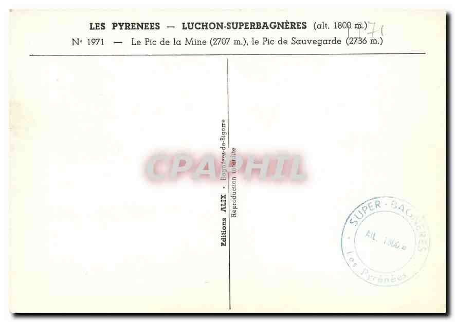 CPM Luchon Superbagneres Le Pic de la Mine  — Rückseite