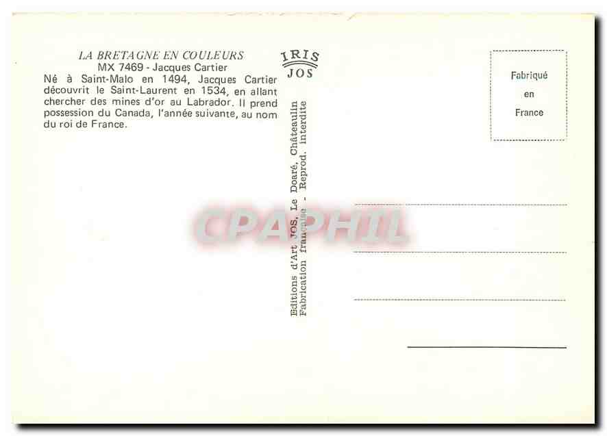 Jacques Cartier — statue de Georges Barbeau — édition Iris Jos — Reverso