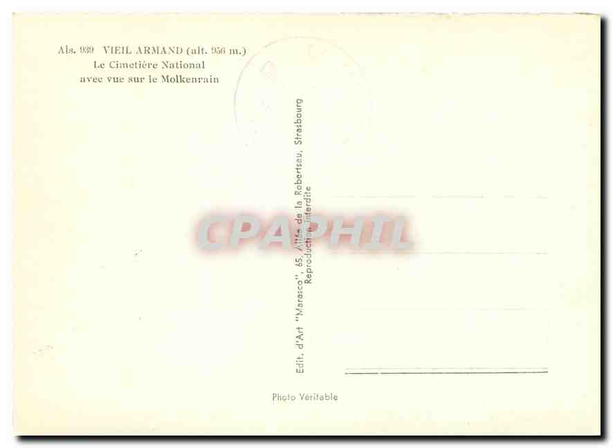 CPM Vieil Armand Le Cimetiere National avec vue sur le Molkenrain Militaria — Rückseite