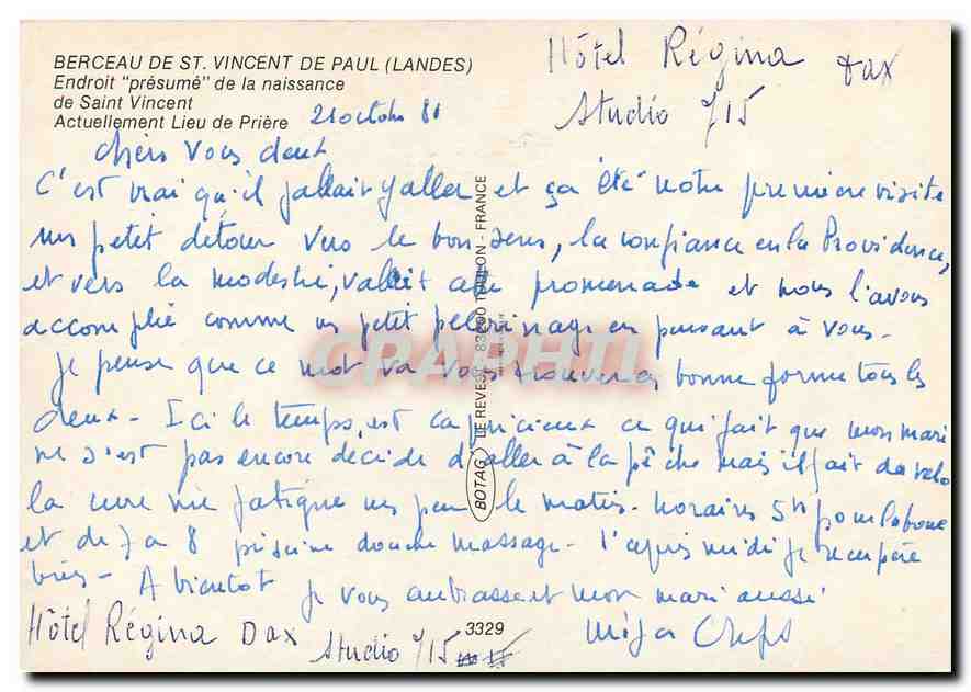 CPM Berceau de St Vincent de Paul Landes  — Rückseite