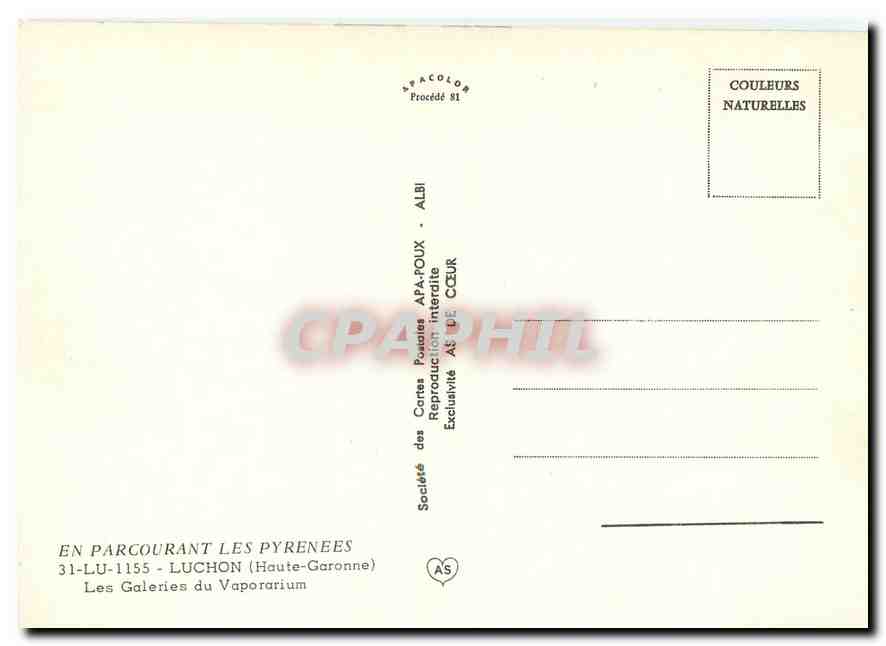 CPM Luchon Haute Garonne Les Galeries du Vaporarium  — Back
