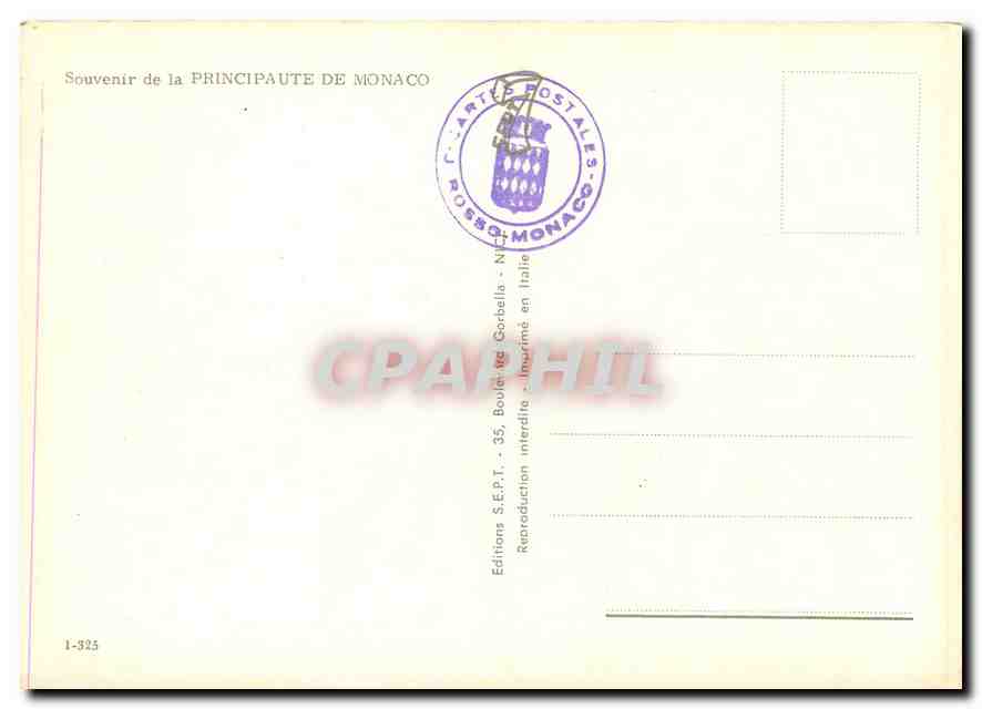 Principauté de Monaco — vue panoramique et monuments — Éditions S.E.P.T. — Verso