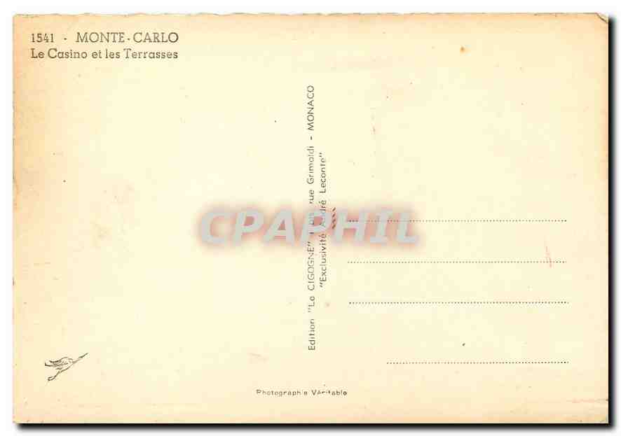 CPM Monte Carlo Le Casino et les Terrasses  — Rückseite