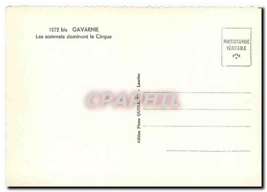 CPM Gavarnie Les sommets dominant le Cirque  — Verso