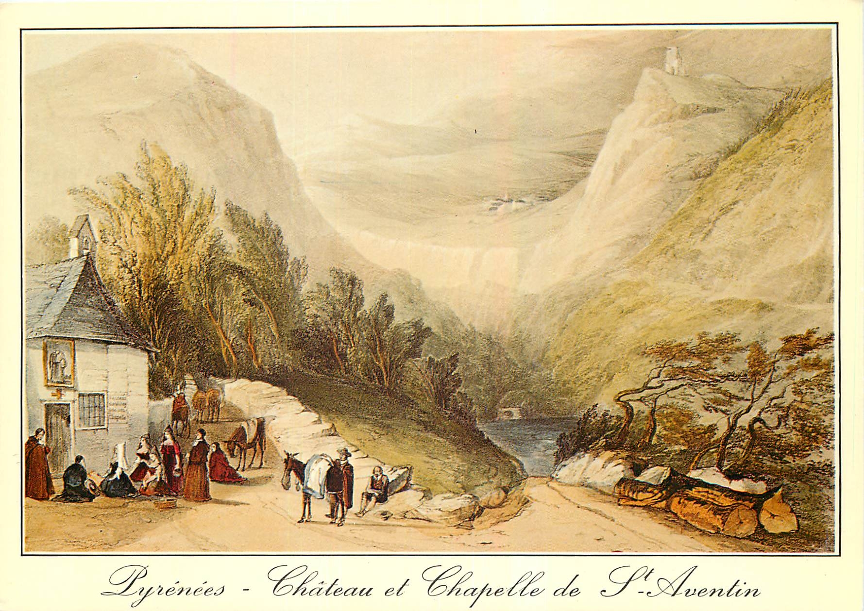 CPM Pyrenees Chateau et Chapelle de S Aventin 