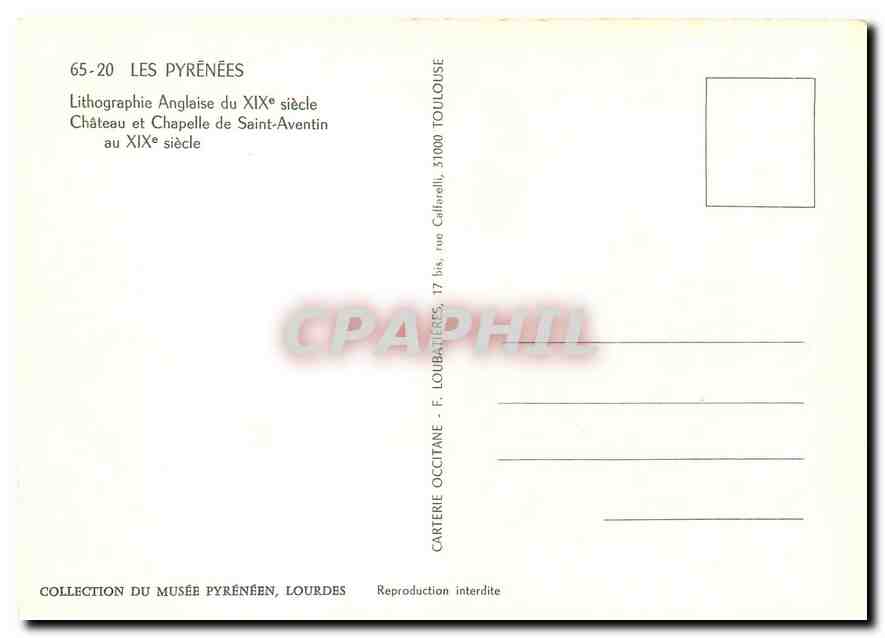 CPM Pyrenees Chateau et Chapelle de S Aventin  — Verso