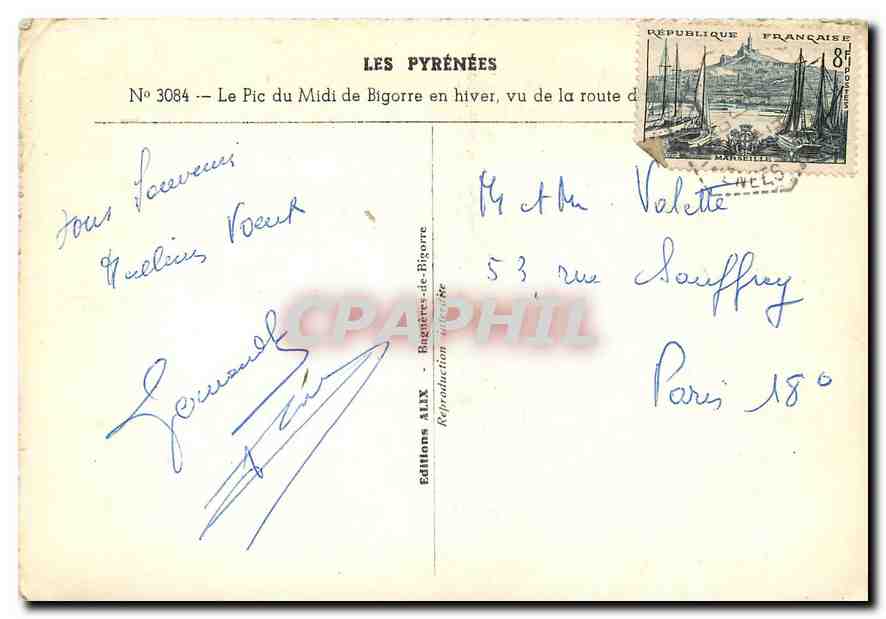 CPM Les Pyrenees Le Pic du Midi de Bigorre en hiver  — Verso