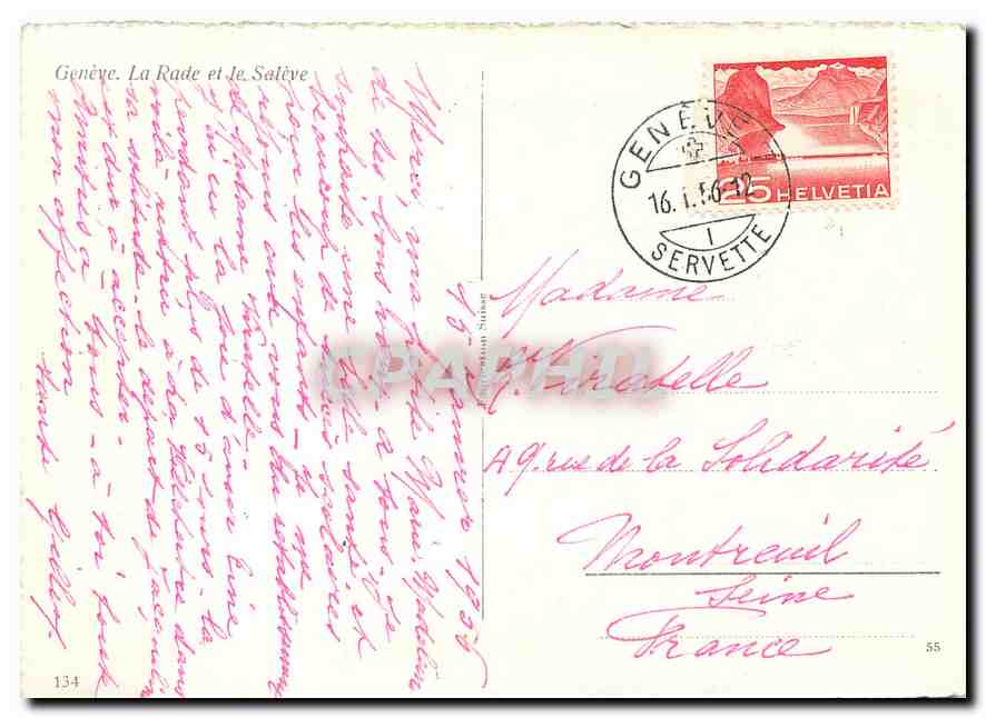 CPM Geneve La Rade et le Saleve Bateaux — Verso