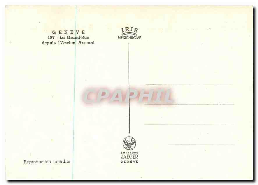 CPM Geneve La Grand Rue depuis l'Ancien Arsenal  — Verso